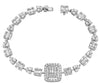LARGE 4.23CT DIAMOND 18K WHITE GOLD ROUND BAGUETTE & PEAR SHAPE CLUSTER BRACELET