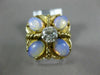 ESTATE WIDE .14CT DIAMOND & AAA OPAL 14K YELLOW GOLD 3D MATTE SHINY 5 STONE RING