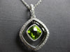 ESTATE LARGE 1.55CT DIAMOND & AAA PERIDOT 14K WHITE GOLD CUSHION & ROUND PENDANT