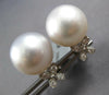 EXTRA LARGE .19CT DIAMOND & AAA SOUTH SEA PEARL 18KT WHITE GOLD 3D STUD EARRINGS