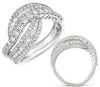 ESTATE 1.47CT DIAMOND 14KT WHITE GOLD 3D MULTI ROW CRISS CROSS V SHAPE FUN RING