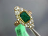 ANTIQUE LARGE 1.30CT OLD MINE DIAMOND & AAA EMERALD 14KT YELLOW GOLD 3D FUN RING