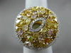 GIA EXTRA LARGE 4.22CT WHITE & MULTI COLOR DIAMOND 18K YELLOW GOLD 3D ROUND RING