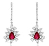 2.65CT DIAMOND & AAA RUBY 14KT WHITE GOLD 3D PEAR SHAPE & ROUND HANGING EARRINGS