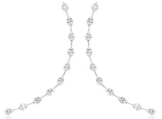 1.06CT DIAMOND 14KT WHITE GOLD 3D ROUND & BAGUETTE CHANDELIER HANGING EARRINGS