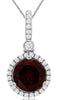 1.68CT DIAMOND & AAA GARNET 14KT WHITE GOLD 3D ROUND HALO FUN FLOATING PENDANT