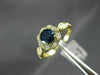 ESTATE 1.07CT DIAMOND & AAA SAPPHIRE 14K YELLOW GOLD FLOWER LEAF ENGAGEMENT RING