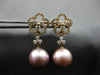 LARGE 1.11CT DIAMOND & AAA PINK SOUTH SEA PEARL 18KT ROSE GOLD HANGING EARRINGS