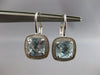 5.65CT DIAMOND & AAA AQUAMARINE 14KT WHITE GOLD HALO LEVERBACK HANGING EARRINGS