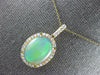 LARGE 4CT DIAMOND & AAA OPAL 14KT YELLOW GOLD OVAL & ROUND HALO FILIGREE PENDANT