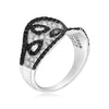 ESTATE WIDE 1.65CT WHITE & BLACK DIAMOND 14KT WHITE GOLD 3D MULTI LEAF FUN RING