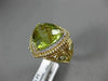 LARGE 12.16CT DIAMOND & AAA GREEN TOPAZ 14KT YELLOW GOLD ROPE FILIGREE HALO RING