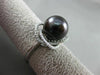 ESTATE LARGE .19CT DIAMOND 14K WHITE GOLD 3D TAHITIAN PEARL FLOWER SOLITARE RING
