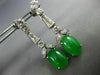 ANTIQUE LARGE 8.10CT DIAMOND & AAA EMERALD 14KT WHITE GOLD LEAF HANGING EARRINGS