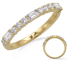 .54CT DIAMOND 14KT YELLOW GOLD ROUND & BAGUETTE CLASSIC WEDDING ANNIVERSARY RING