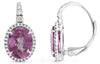 LARGE 4.57CT DIAMOND & AAA PINK SAPPHIRE 18K WHITE GOLD 3D OVAL & ROUND EARRINGS