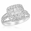 WIDE 1.52CT DIAMOND 18KT WHITE GOLD 3D ROUND & PRINCESS SQUARE FRIENDSHIP RING
