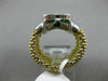 ESTATE LARGE 3.16CT DIAMOND & AAA GREEN AMETHYST 14KT 2 TONE GOLD 3D SQUARE RING