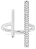 ESTATE LARGE .45CT DIAMOND 14KT WHITE GOLD 3D THREE ROW PAVE DOUBLE BAR FUN RING