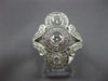 ESTATE WIDE .75CT DIAMOND 14KT WHITE GOLD 3 STONE HALO FILIGREE ANNIVERSARY RING