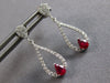 .62CT DIAMOND & AAA RUBY 14KT WHITE GOLD CLASSIC TEAR DROP HANGING FUN EARRINGS