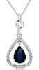 .63CT DIAMOND & AAA SAPPHIRE 14K WHITE GOLD PEAR SHAPE & ROUND TEAR DROP PENDANT