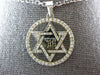 .58CT WHITE & BLACK DIAMOND 14KT WHITE GOLD STAR OF DAVID CHAI CIRCULAR PENDANT