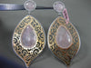ESTATE LARGE 2.20CT DIAMOND & AVENTURINE 14K WHITE & ROSE GOLD FILIGREE EARRINGS
