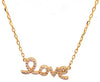 ESTATE .31CT DIAMOND 18KT YELLOW GOLD 3D CLASSIC LOVE NECKLACE