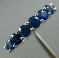 ESTATE 3.8CT AAA ROUND SAPPHIRE 14K WHITE GOLD ETERNITY WEDDING ANNIVERSARY RING