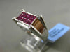 ESTATE WIDE 1.88CT DIAMOND & AAA RUBY 18KT WHITE GOLD ETOILE RECTANGLE MENS RING