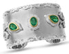 EXTRA LARGE 9.56CT DIAMOND & AAA EMERALD 18KT 2 TONE GOLD FLORAL BANGLE BRACELET