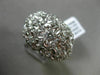 ESTATE EXTRA LARGE .10CT DIAMOND 14KT WHITE GOLD 3D MATTE & SHINY FLOWER RING