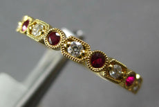 .40CT DIAMOND & AAA RUBY 18KT YELLOW GOLD FILIGREE MILGRAIN SEMI ETERNITY RING