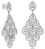 LARGE 4.64CT DIAMOND 18K WHITE GOLD 3D ROUND & BAGUETTE MULTI TEAR DROP EARRINGS
