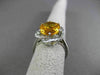 ANTIQUE LARGE 4.08CT DIAMOND & EXTRA FACET CITRINE 14KT WHITE GOLD FLORAL RING