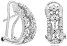 ESTATE WIDE .55CT DIAMOND 14KT WHITE GOLD 3D MULTI FLOWER FUN HANGING EARRINGS