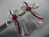 ESTATE EXTRA LARGE 8.75CT DIAMOND & AAA RUBY 14K WHITE GOLD BOW CLIP ON EARRINGS