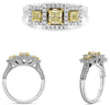 1.12CT WHITE & FANCY YELLOW DIAMOND 18KT TWO TONE GOLD 3D PRINCESS & ROUND RING