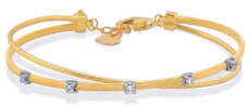 .20CT DIAMOND 14K 2 TONE GOLD ROUND BY THE YARD ADJUSTABLE HEART BANGLE BRACELET