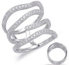 LARGE .60CT DIAMOND 14KT WHITE GOLD 3D MULTI ROW CRISS CROSS MULTI WAVE FUN RING