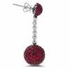 ESTATE 8.90CT DIAMOND & AAA RUBY 18KT WHITE GOLD CLASSIC PAVE BALL DROP EARRINGS