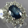 ESTATE LARGE 3.58CT DIAMOND & AAA SAPPHIRE 18K WHITE GOLD FLOWER ENGAGEMENT RING