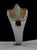 LARGE .66CT WHITE & FANCY YELLOW DIAMOND 18K 2 TONE GOLD MULTI ROW PAVE FUN RING