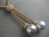 LARGE .42CT DIAMOND & WHITE PINK SOUTH SEA PEARL 18KT ROSE GOLD LARIAT NECKLACE
