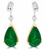 10.84CT DIAMOND & AAA EMERALD 18KT 2 TONE GOLD MULTI SHAPE FUN HANGING EARRINGS