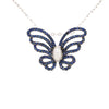 LARGE 1.86CT DIAMOND & AAA SAPPHIRE 18KT WHITE GOLD BUTTERFLY FLOATING PENDANT