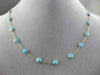 ANTIQUE EXTRA LONG 14KT YELLOW GOLD ROUND TURQUOISE BY THE YARD 3D NECKLACE