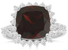 LARGE 5.25CT DIAMOND & AAA GARNET 14KT WHITE GOLD CUSHION SQUARE ENGAGEMENT RING