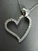 ESTATE LARGE .97CT DIAMOND 14KT WHITE GOLD FLOATING OPEN HEART PENDANT #19949